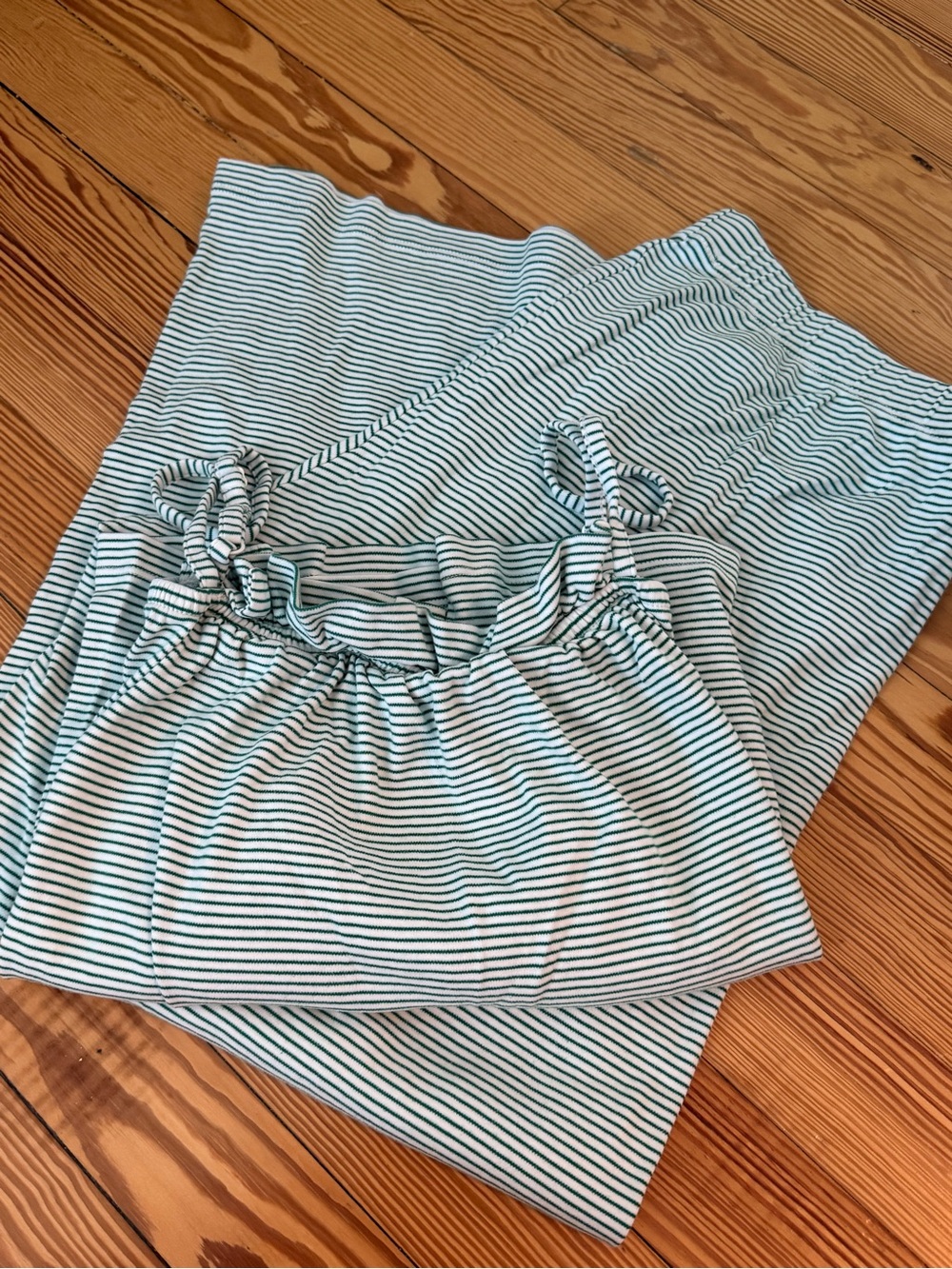 LAKE green and white striped pajamas